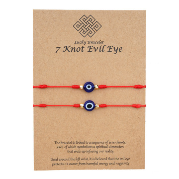 Handmade Lucky Evil Blue Eye Charm Braided Red Black Rope 7 Knots Bracelet Lucky Jewelry Friendship Bracelets